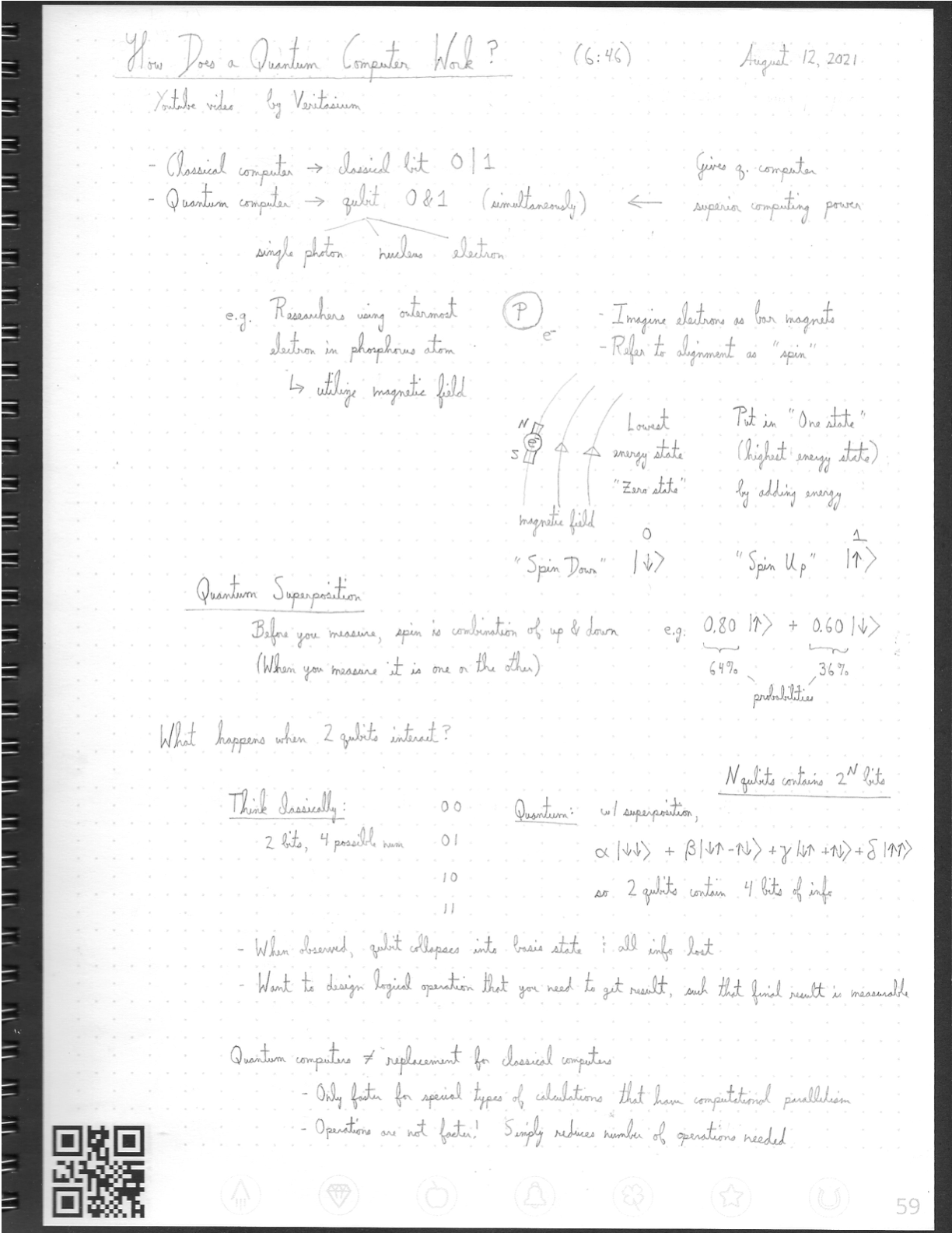 Notes from “How Does a Quantum Computer Work?